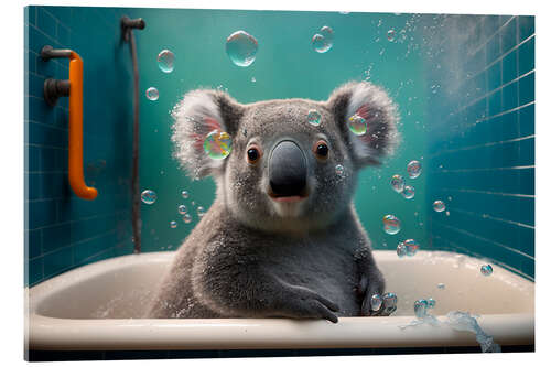 Acrylglasbild Koala in der Badewanne