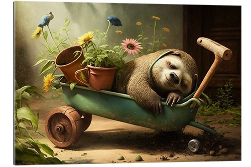 Quadro em plexi-alumínio Sloth Gardening