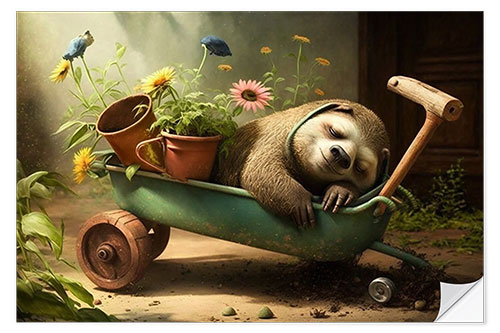 Naklejka na ścianę Sloth Gardening