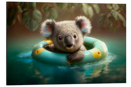 Aluminium print Baby koala learns to swim