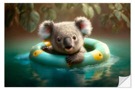 Naklejka na ścianę Baby koala learns to swim