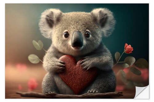 Naklejka na ścianę Koala with a Heart