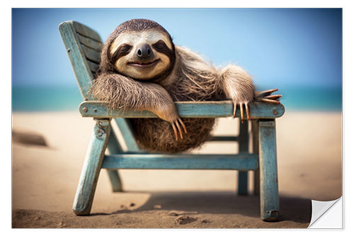 Vinilo para la pared Sloth in Deckchair I