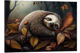 Gallery print Sloth in Autumn Leaves