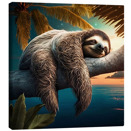 Canvas print Sloth on a Palm Tree