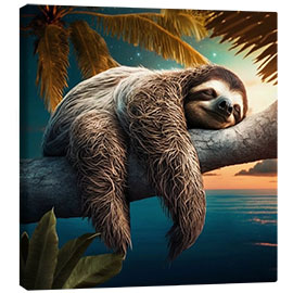 Lærredsbillede  Sloth on a Palm Tree - Michael artefacti