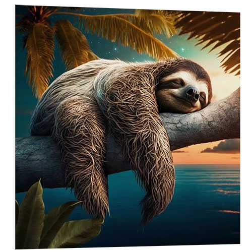 Bilde på skumplate Sloth on a Palm Tree