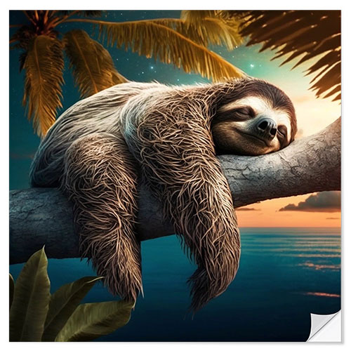 Naklejka na ścianę Sloth on a Palm Tree