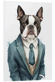 Quadro em PVC Boston Terrier in a Suit and Tie