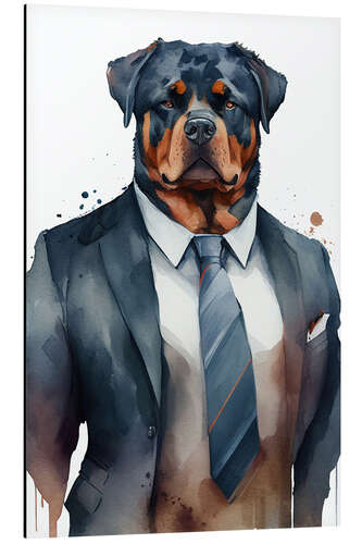 Aluminium print Rottweiler Wearing Suit and Tie