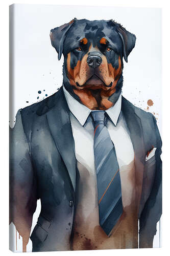 Canvastavla Rottweiler Wearing Suit and Tie