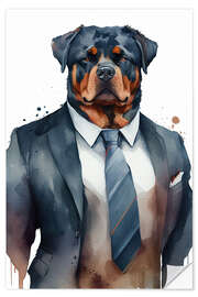 Wandsticker Rottweiler mit Anzug und Krawatte