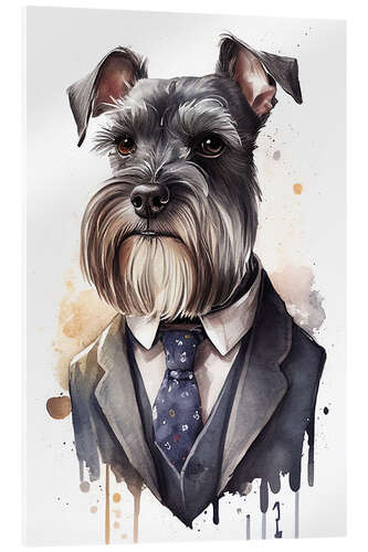 Acrylic print Miniature Schnauzer Wearing Suit and Tie