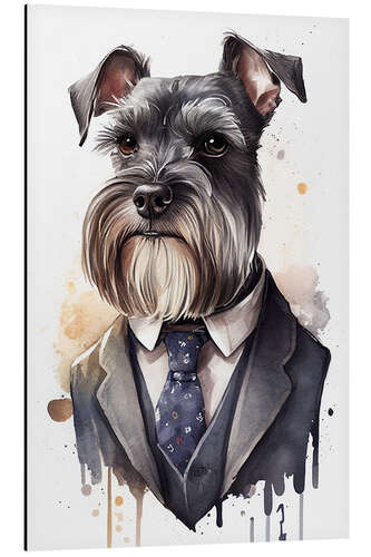 Stampa su alluminio Miniature Schnauzer Wearing Suit and Tie