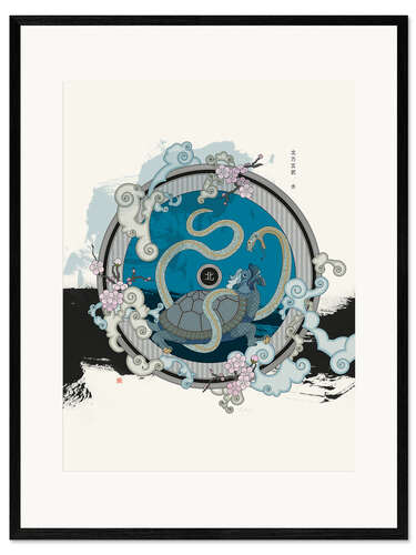 Gerahmter Kunstdruck Schwarzer Krieger des Nordens (Element Wasser)