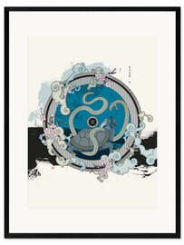 Gerahmter Kunstdruck Schwarzer Krieger des Nordens (Element Wasser)