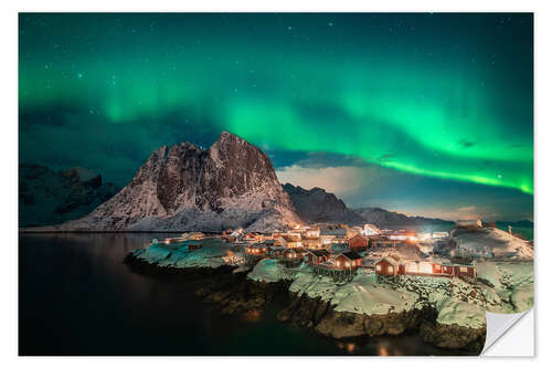 Naklejka na ścianę Northern Lights over Lofoten