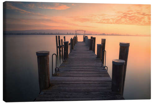 Canvastavla Sunset at Lake Constance