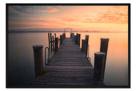 Gerahmter Kunstdruck Sonnenuntergang am Bodensee