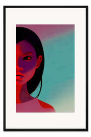 Gerahmter Kunstdruck Neonrosa