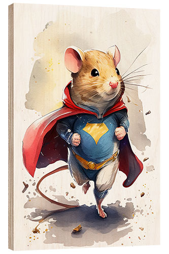 Wood print Superhero Hamster