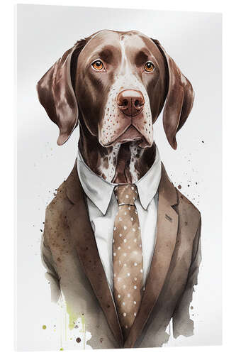 Tableau en verre acrylique German Shorthaired Pointer with Suit and Tie