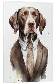 Aluminiumtavla German Shorthaired Pointer with Suit and Tie