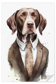 Selvklebende plakat German Shorthaired Pointer with Suit and Tie