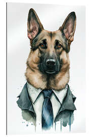 Galleritryk German Shepherd Wearing Suit and Tie