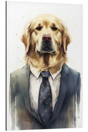 Aluminiumtavla Golden Retriever Wearing Suit and Tie