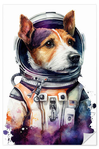 Sticker mural Terrier Astronaut