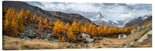 Leinwandbild Grindjisee und Matterhorn im Herbst