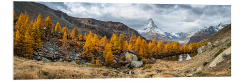 Tableau en PVC Grindjisee and Matterhorn in autumn