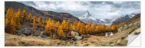 Wall sticker Grindjisee and Matterhorn in autumn