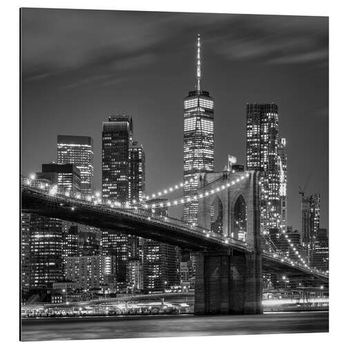 Aluminium print Brooklyn Bridge black and white