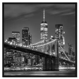 Gerahmter Kunstdruck Brooklyn Bridge schwarzweiß