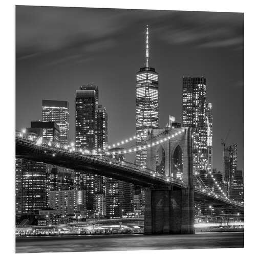 Foam board print Brooklyn Bridge black and white