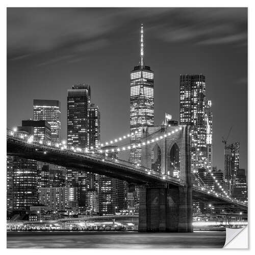 Vinilo para la pared Brooklyn Bridge black and white