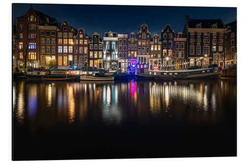 Stampa su alluminio City Lights in Amsterdam at Night