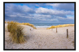Gerahmter Kunstdruck Strandaufgang an der Ostseeküste in Graal Müritz