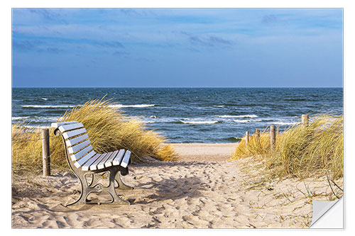 Naklejka na ścianę Bench in the dunes on the Baltic Sea coast