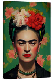 Leinwandbild  Frida Kahlo mit Blumen im Haar - Olga Telnova