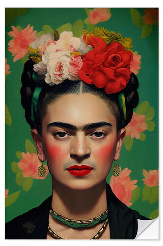 Wall sticker Frida Kahlo with Flower Crown