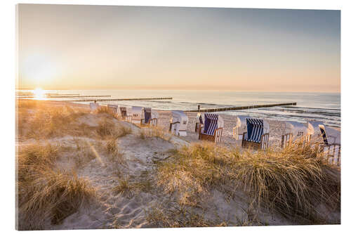 Cuadro de metacrilato Evening mood with beach chairs in Zingst on the Baltic Sea