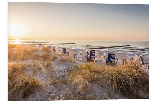 Foam board print Evening mood with beach chairs in Zingst on the Baltic Sea