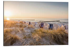 Magnettafel Abendstimmung mit Strandkörben in Zingst an der Ostsee