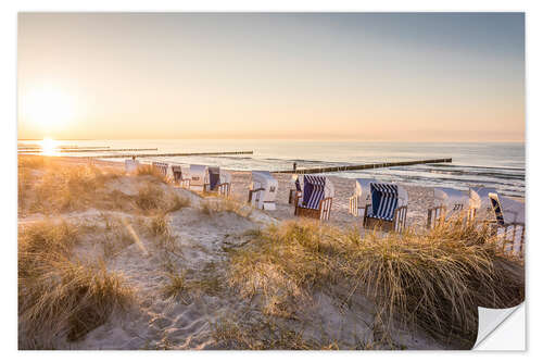 Wall sticker Evening mood with beach chairs in Zingst on the Baltic Sea