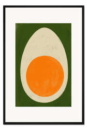 Gerahmter Kunstdruck Hart gekochtes Ei auf Grün
