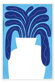 Wall print  Blue Plant in White Pot - ATELIER M