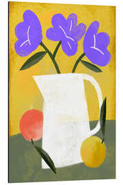 Magnettafel Blumenvase in einem gelben Raum mit Früchten